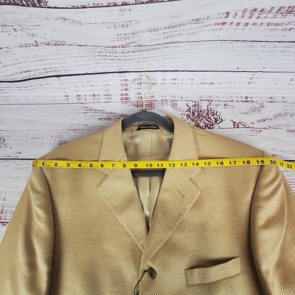 Sergio Valentino Men's Sport Coat Blazer Suit Jacket Tan Silk Wool Blend NWT 44 - Picture 11 of 15